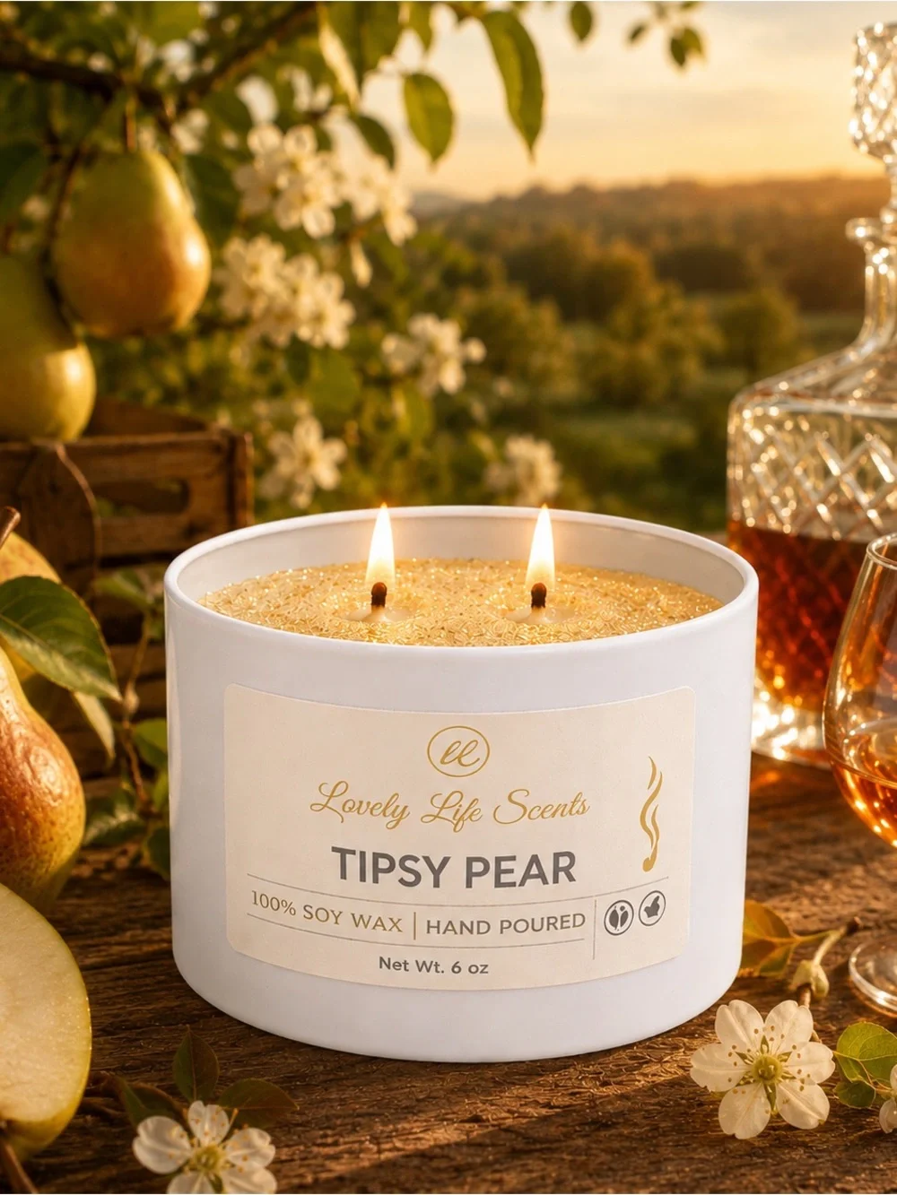 Tipsy Pear 6oz Double Wick Premium Soy Candle - Lovely Life Scents